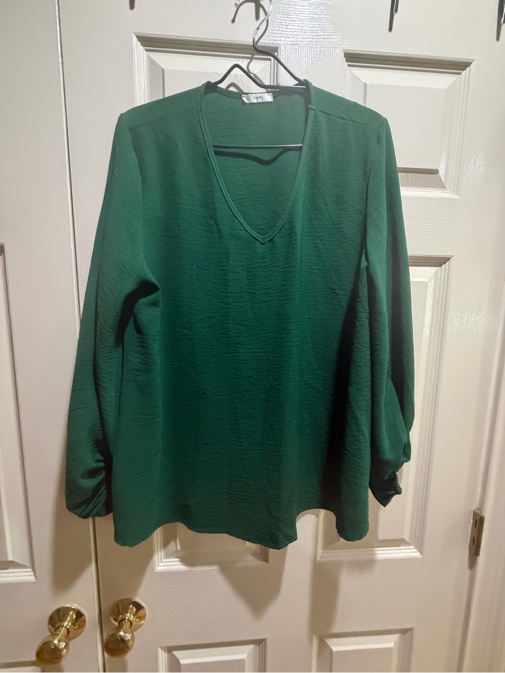 JODIFL Forest Green V-Neck Long Sleeve Blouse